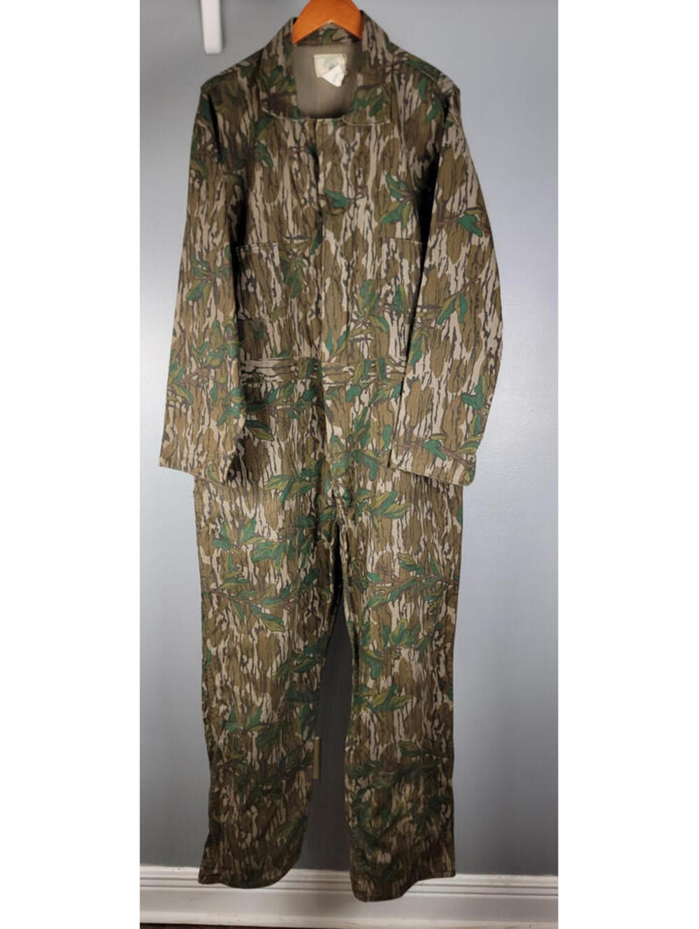 Vintage Mossy Oak Original Greenleaf Camo Coveralls EUC 2XL Turkey Hunting USA